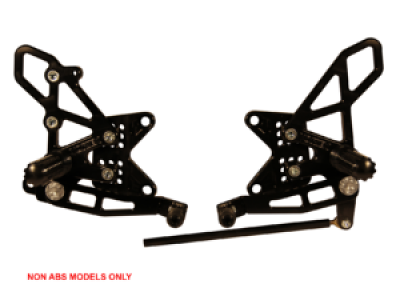 Kawasaki ZX-10R Ninja Rear Sets - Vortex Racing - VTX Adjustable - Black - `11-`15